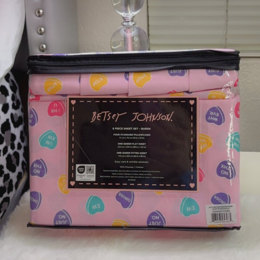 Betsey Johnson Not So Sweet Candy Hearts Valentine Sheet Set - 6-pc - Queen